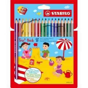 Cartoleria Matita colorata triangolare - STABILO Trio thick - Astuccio da 18 + temperino - Colori assortiti Stabilo