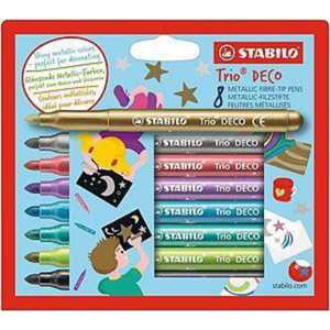 Cartoleria Pennarello metallizzato con punta XL - STABILO Trio DECO - Astuccio da 8 - Colori assortiti Stabilo