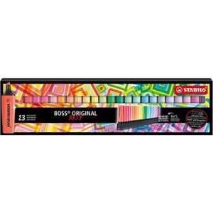 Cartoleria Evidenziatore - STABILO BOSS ORIGINAL Desk-Set - ARTY Edition - 23 Colori assortiti 9 Neon + 14 Pastel Stabilo
