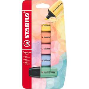 Cartoleria Evidenziatore - STABILO BOSS MINI Pastel - Pack da 5 - Colori assortiti Stabilo