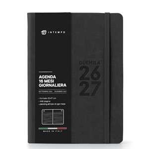 Cartoleria Diario 16 Mesi Moove Monobloc Giornaliera 12X17 Nero InTempo