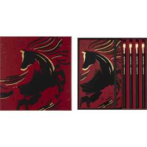 Cartoleria Cofanetto Moleskine a Tema Anno del cavallo. Taccuino e 4 matite Blackwing con scatola regalo Moleskine