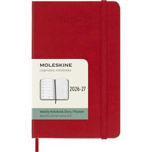 Cartoleria Agenda Moleskine 18 mesi settimanale notebook pocket rossa rigida Moleskine