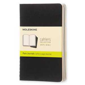 Cartoleria Set da 3 quaderni taccuini Cahier Journal Moleskine pocket, pagine bianche. Nero Moleskine